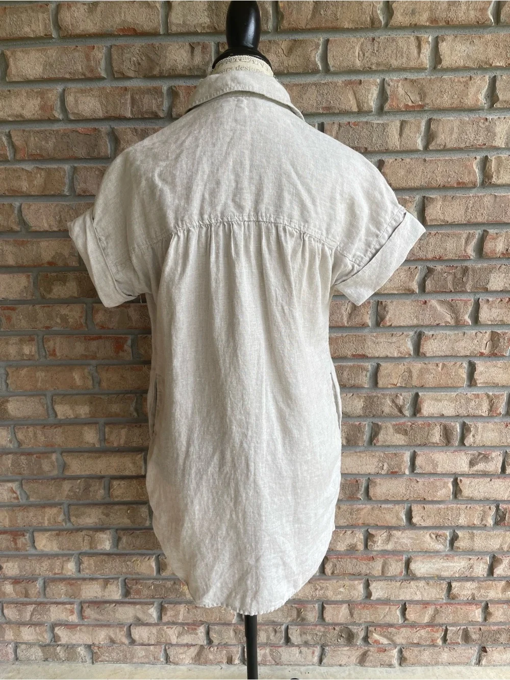 J. Crew Linen Button-Front Midi Dress in Natural Cream